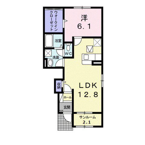 セゾンII A(1LDK/1階)の間取り写真