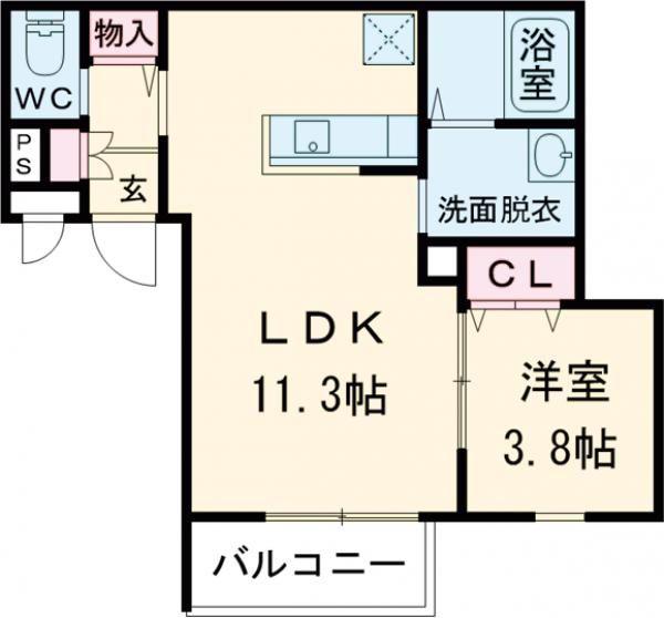 ARCAりんくうII(1LDK/1階)の間取り写真