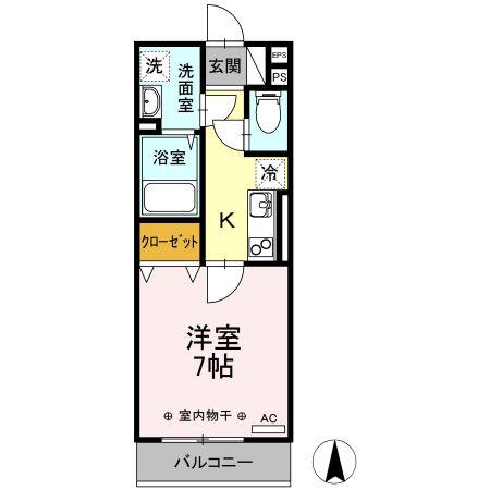 セジュール II(1K/2階)の間取り写真