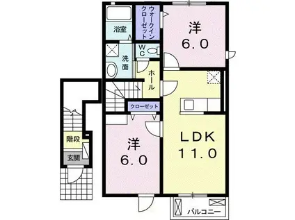フォーマルハウトI(2LDK/2階)の間取り写真