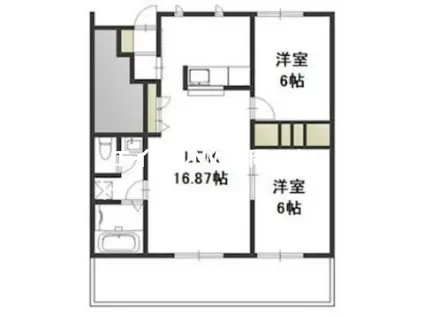 パインパレスI棟(2LDK/1階)の間取り写真