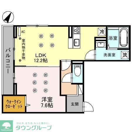 グローブ(1LDK/2階)の間取り写真