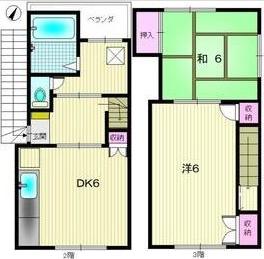 坂東ハウスII(2DK/2階)の間取り写真