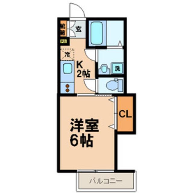 アカデミアコート南(1K/2階)の間取り写真
