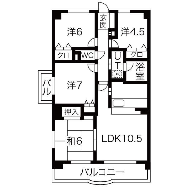 クレストヒルズ東山(4LDK/2階)の間取り写真