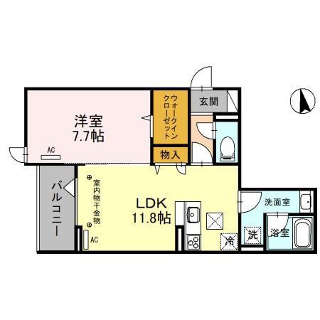 TORISIAS 元今泉(1LDK/1階)の間取り写真