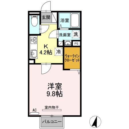 ボニータ理科大(1K/2階)の間取り写真