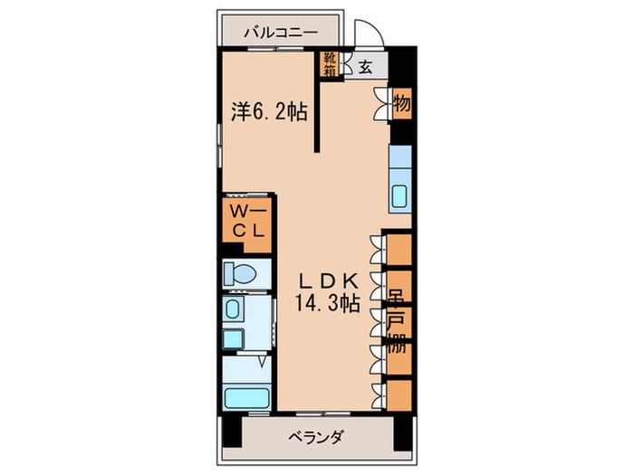 PERLE清華(1LDK/4階)の間取り写真