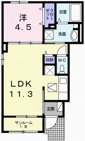 ファンド今宿II(1LDK/1階)の間取り写真