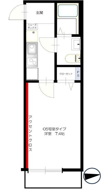 BABYLON船橋法典(1K/1階)の間取り写真