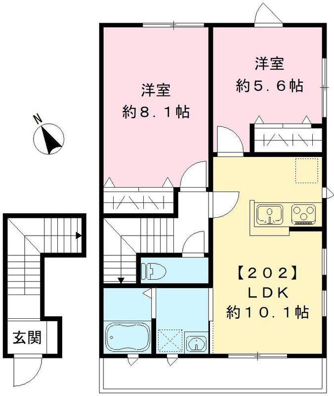 テラス中の原(2LDK/2階)の間取り写真