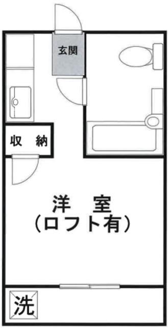 カーザ泉(ワンルーム/2階)の間取り写真
