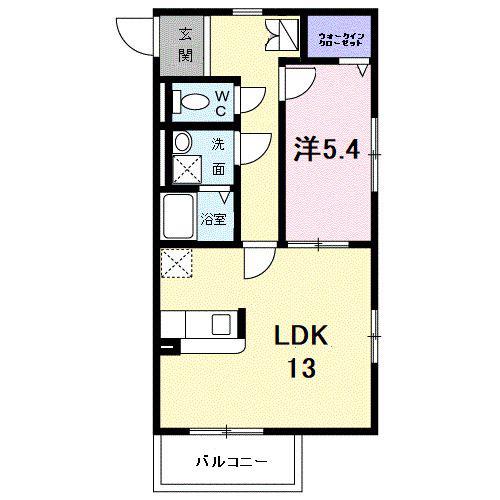 ティーダ(1LDK/2階)の間取り写真