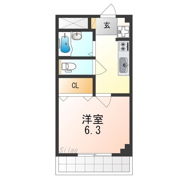 コーラル(1K/1階)の間取り写真
