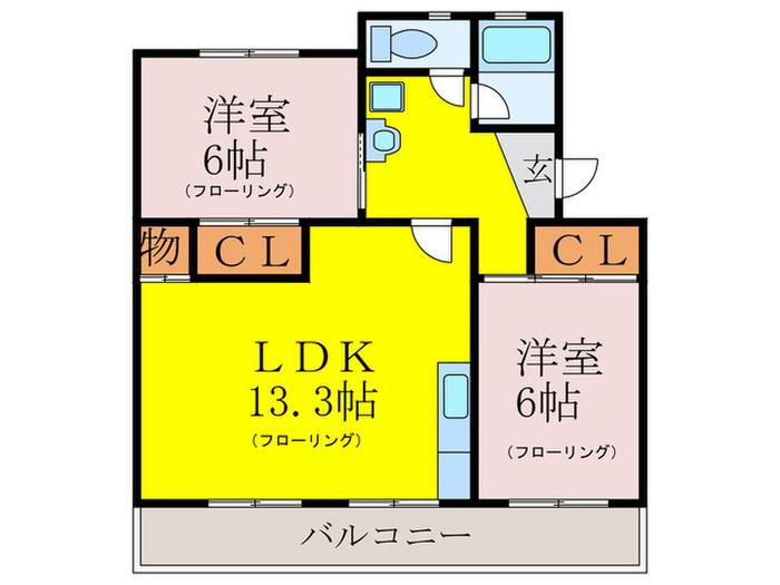 オオタニビル(2LDK/1階)の間取り写真