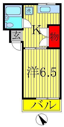 ハイツサカエ(1K/1階)の間取り写真