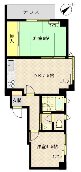 アルス荻窪ベルスーズ(2DK/1階)の間取り写真