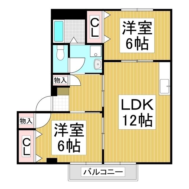コーポアカネ(2LDK/2階)の間取り写真