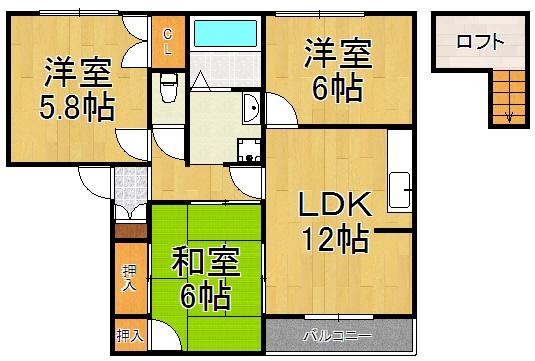 サンバレー御殿山(3LDK/2階)の間取り写真