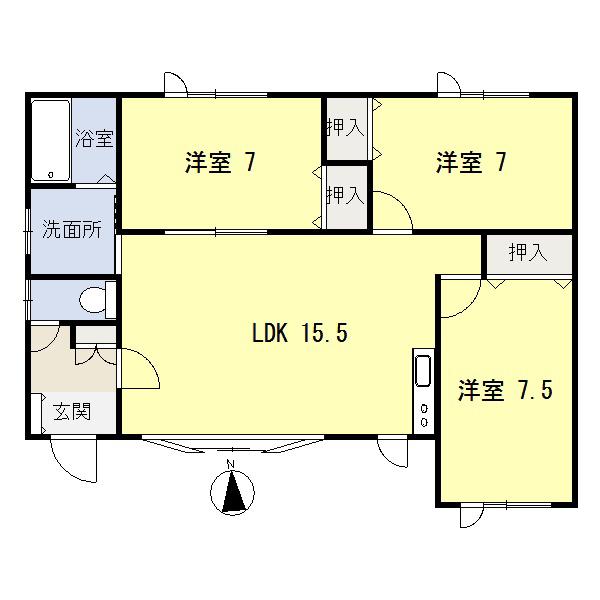 フレンドS(3LDK/1階)の間取り写真