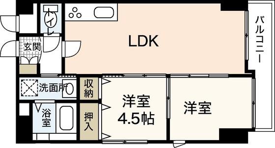 メゾンリブラOHSHITA(2LDK/3階)の間取り写真