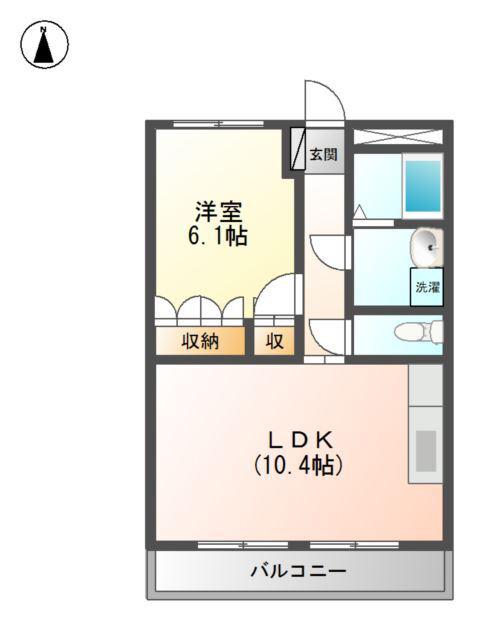 エポックシュー2番館(1LDK/2階)の間取り写真