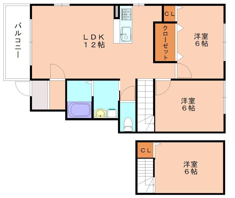 グランキューブB(3LDK/1階)の間取り写真