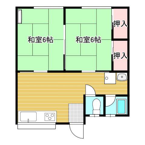 石崎コーポ(2DK/1階)の間取り写真