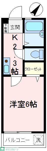 ベルレジデンス(1K/2階)の間取り写真