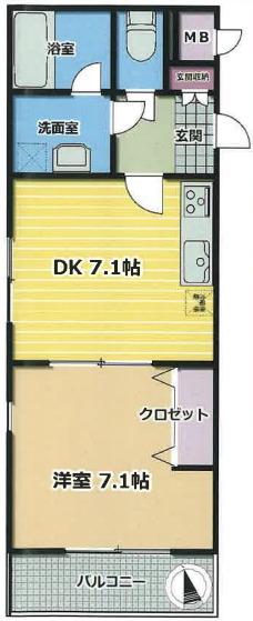クオリアハイム千人町(1DK/2階)の間取り写真