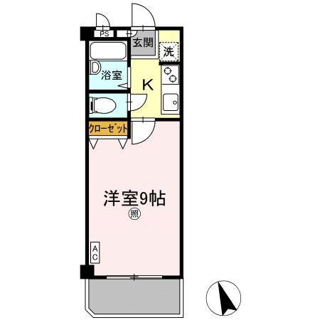 ニューエクセル三宅 F(1K/1階)の間取り写真