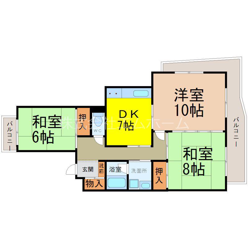 サンホワイト植田(3DK/1階)の間取り写真
