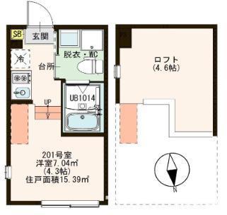 ハーモニーテラス金町VII(1K/2階)の間取り写真
