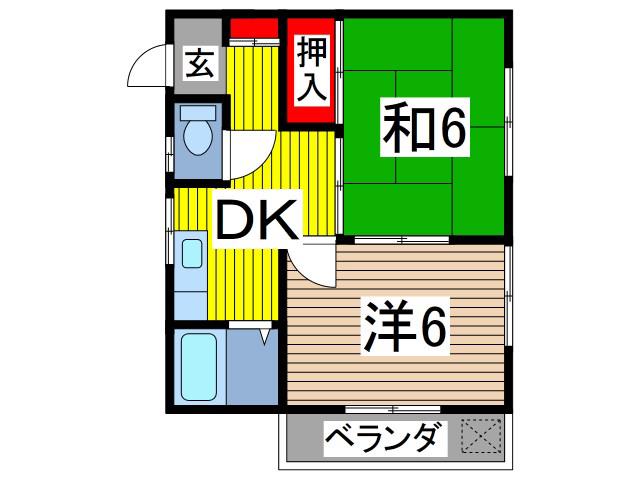 第2ハイムアズマ(2DK/2階)の間取り写真