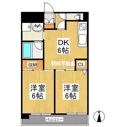 天神アコールマンション(2DK/5階)の間取り写真