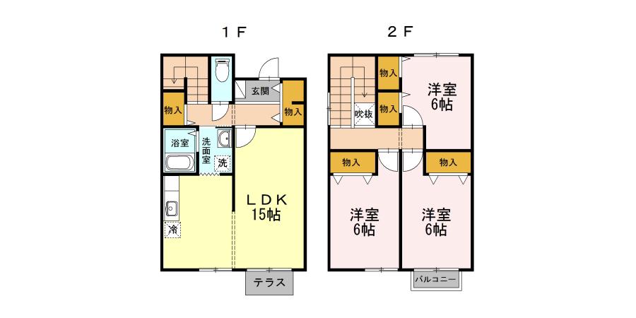 ハピネス久世E棟(3LDK/1階)の間取り写真
