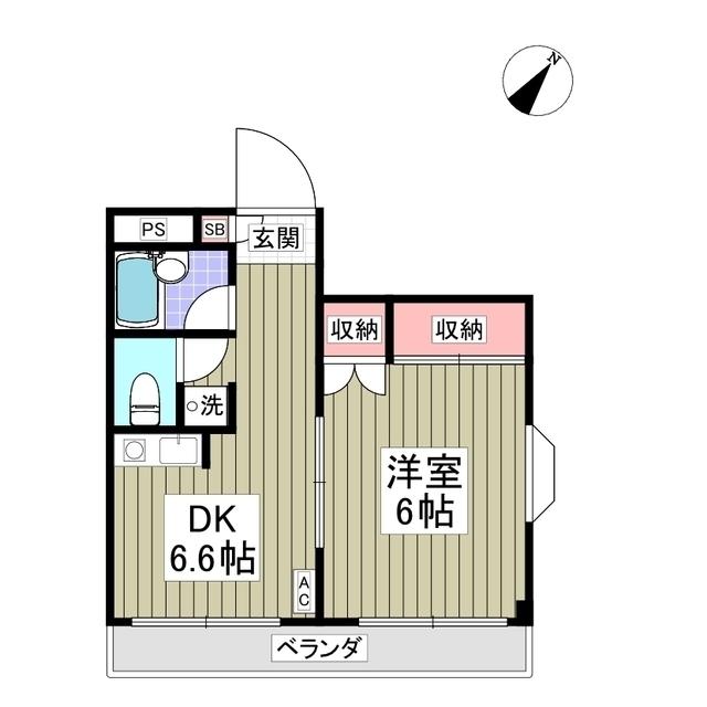 みずほマンション(1DK/1階)の間取り写真