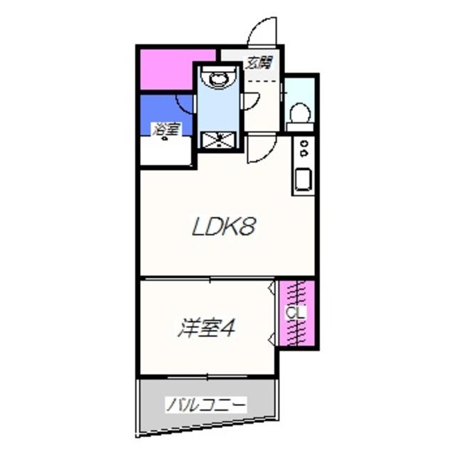 ラシーヌ宿院(1LDK/7階)の間取り写真