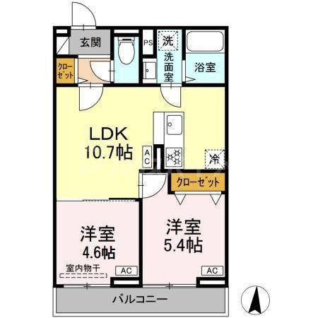 セレスティア小茂根(2LDK/2階)の間取り写真