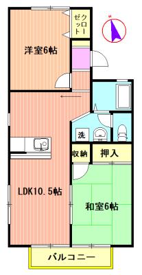 ゆうとだいえいB(2LDK/2階)の間取り写真