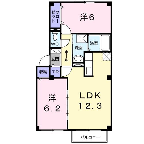 ヴィラ チェリオ(2LDK/2階)の間取り写真