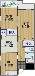センチュリー万倍(3DK/2階)の間取り写真