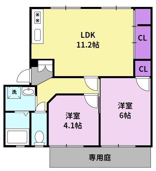 コーポリベール(2LDK/2階)の間取り写真