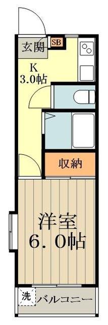 パールハイツ(1K/2階)の間取り写真