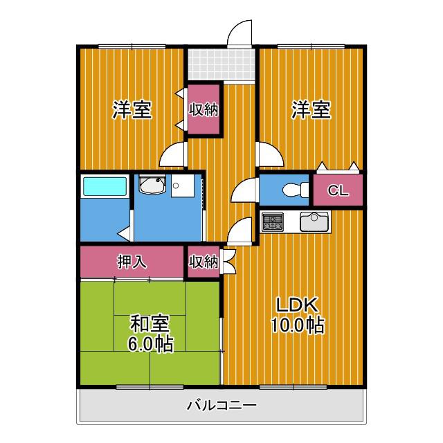 コンフォート津々山台(3LDK/3階)の間取り写真