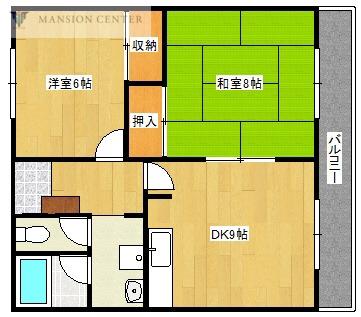 カザーク山木戸(2DK/1階)の間取り写真
