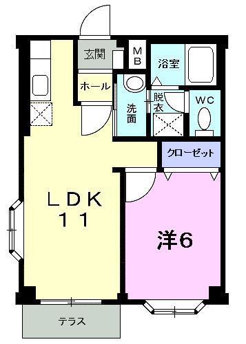 ピュアハイム(1LDK/1階)の間取り写真