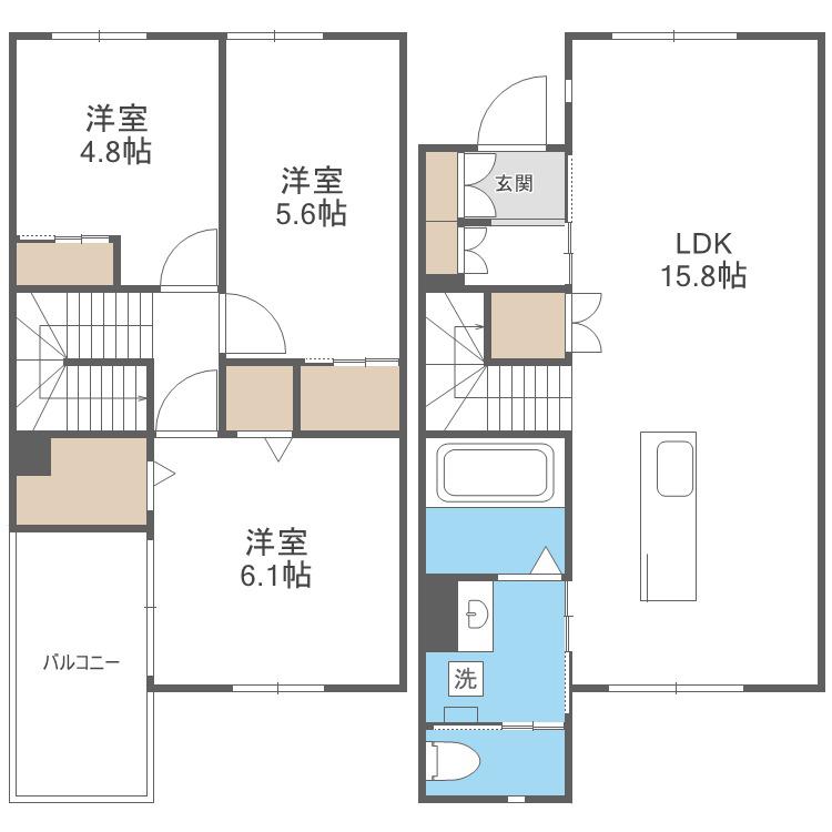 クレスタ(3LDK/1階)の間取り写真