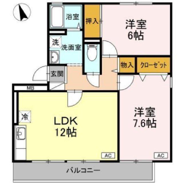 スペースロイヤル(2LDK/2階)の間取り写真