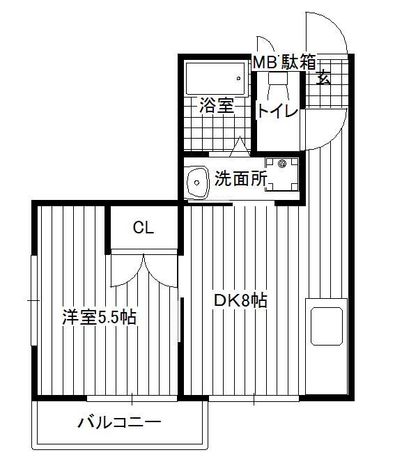 クレイン鎌倉(1DK/2階)の間取り写真